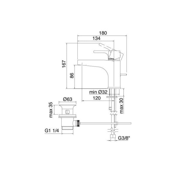 Treemme It 6310 CC CF 22 Baċin Mixer Disinn Sleek Chrome Finish