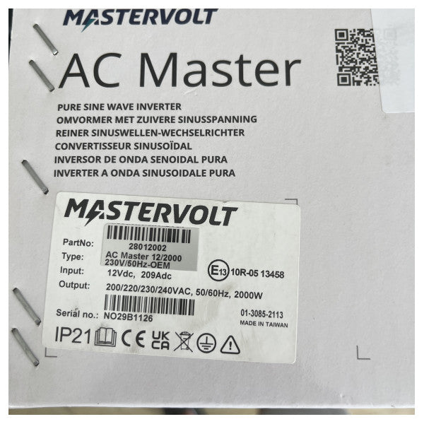 MasterVolt AC Master 12V | 2000W | Inverter sinusal puro de 230V - 28012002