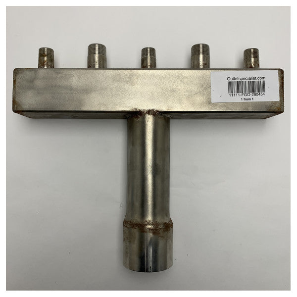 وصلة توزيع السوائل البحرية المصنوعة من الفولاذ المقاوم للصدأ على شكل حرف T مع خمسة مخارج - مقاومة للتآكل للأنظمة البحرية