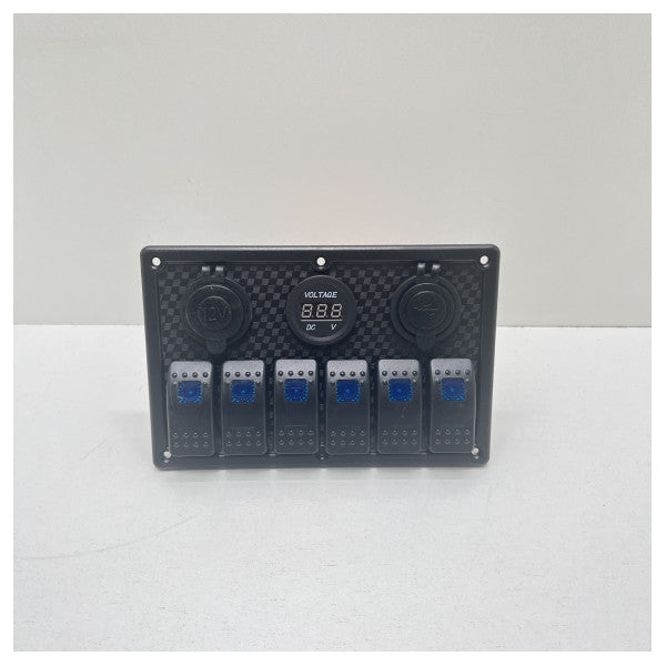 Allpa Deluxe πίνακας ελέγχου 6 διακοπτών 12V Marine με ενσωματωμένη οθόνη τάσης για σκάφη - 2814