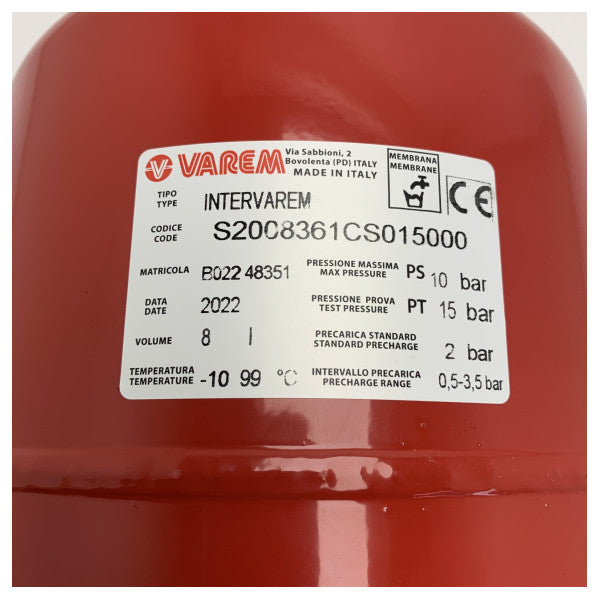 Varem 1007.VAS525 vaso di espansione per caldaia o sistema di pressione dell'acqua 