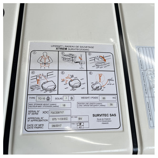 Balsa salva-vidas insuflável Zodiac XTREM para 10 pessoas com certificação SOLAS - 00Z31070