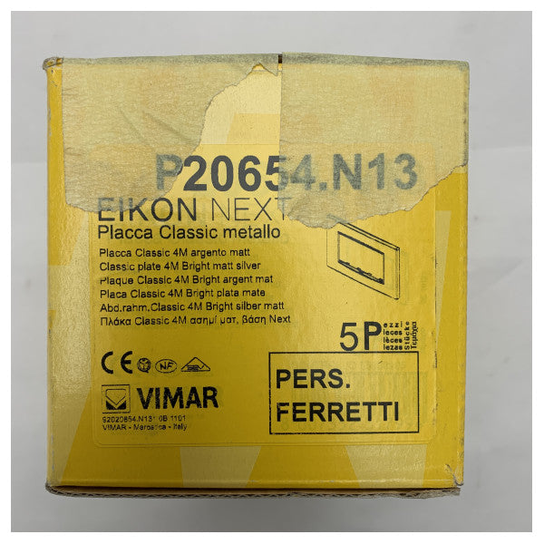 Vimar Eikon Next Frame 4 portas Prata mate - P20654.N13