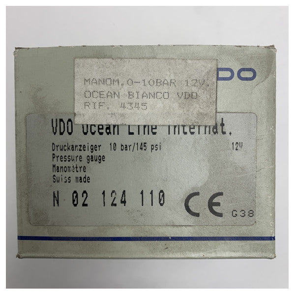 Medidor de pressão VDO Ocean Line 10 Bar/145 PSI N02-124-110