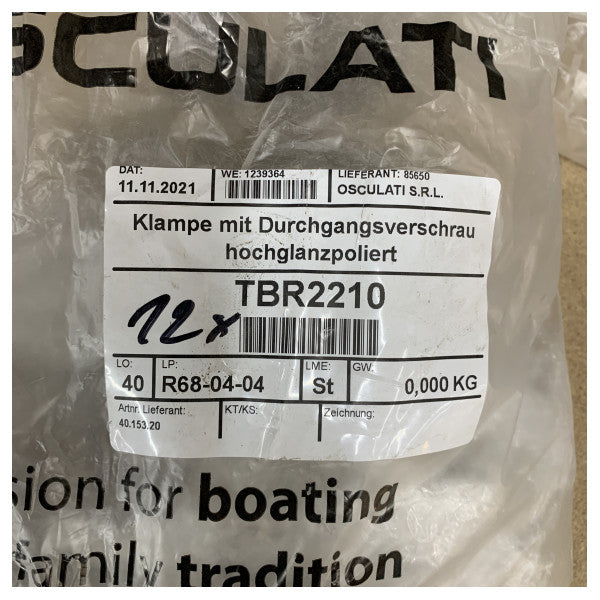 Morsetto in acciaio inossidabile lucido Osculati Silhouette 200 mm con bullone tru hull - 40.153.20 