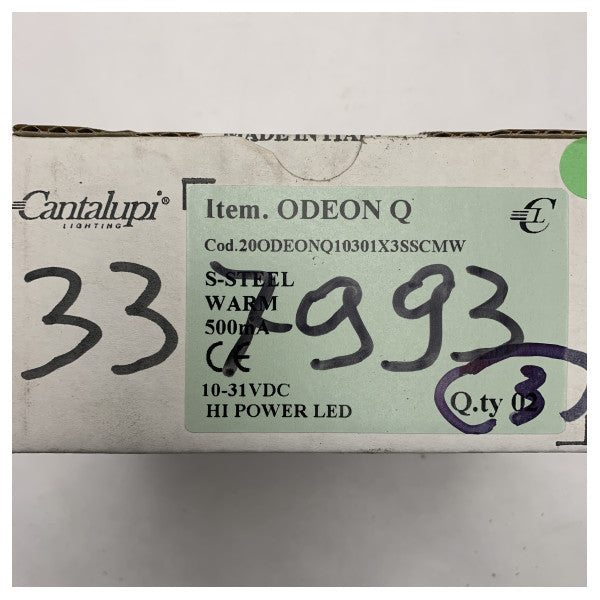 Cantalupi Odeon Q 20ODEONQ10301X3SSCMW χαλύβδινος προβολέας LED θερμού λευκού χρώματος