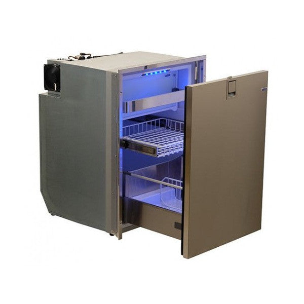 Isotherm DR130 is a 130-liter stainless steel drawer refrigerator that can operate on 12, 24, or 230 volts.