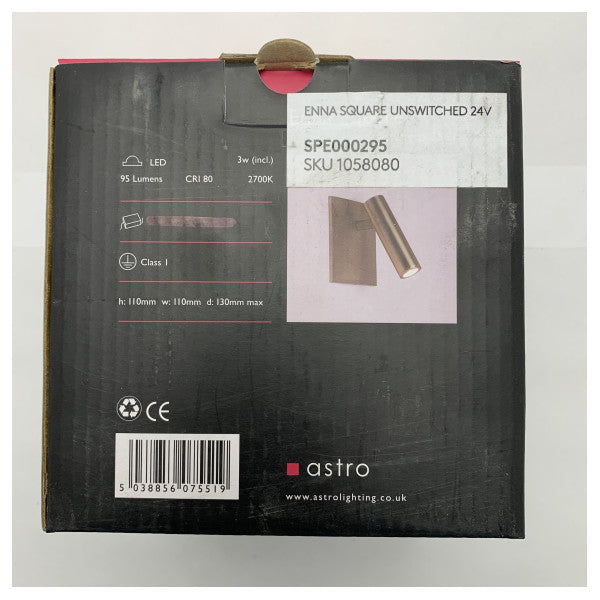 Astro 394144 enna kvadrat 3W LED zidna svjetlost 2700k