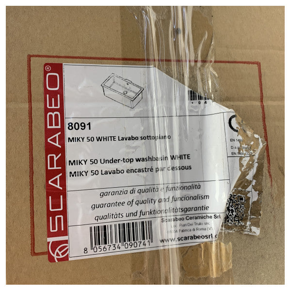 スカラベオ セラミック製アンダーマウント シンク 50cm ホワイト - 耐久性に優れたマリングレードのキッチンおよびバスルーム用洗面ボウル