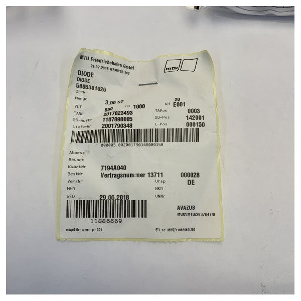 Kit de cable de diodo MTU 5005301026 adecuado para motores MTU 