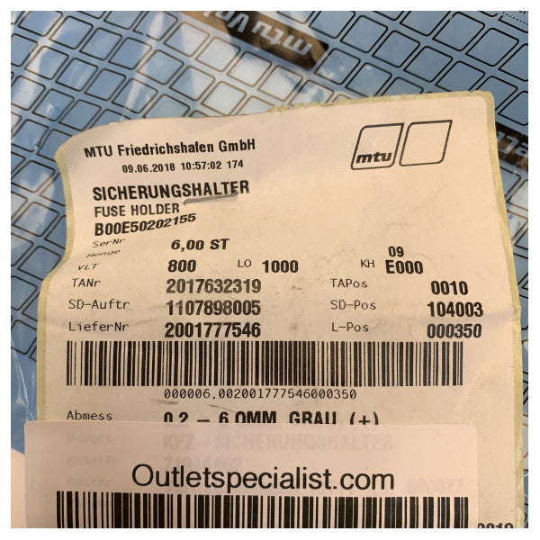 MTU B00E50202155 Sikringsboks Holder Grå 