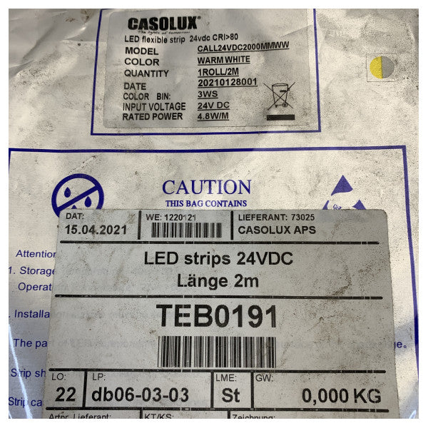 Casolux LED Strip 24V DC Warm White 2m Marine Proof