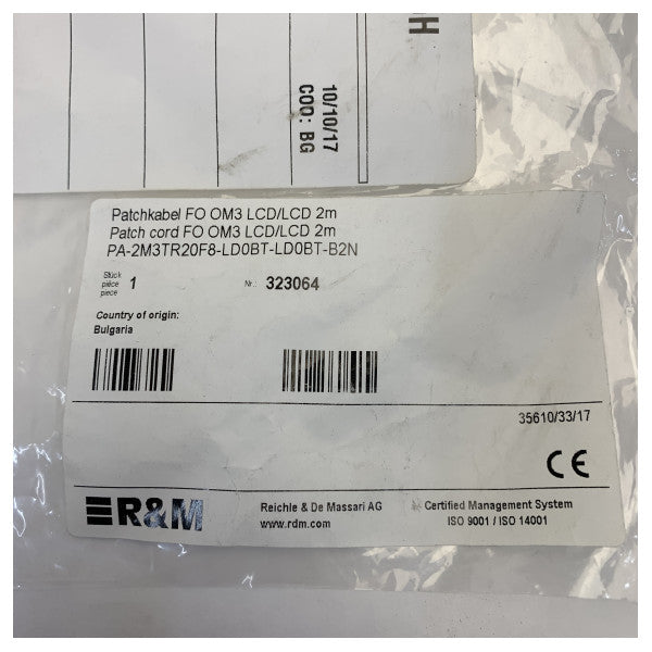 MTU X00E50209784 Fiber Optic Connection Cable 