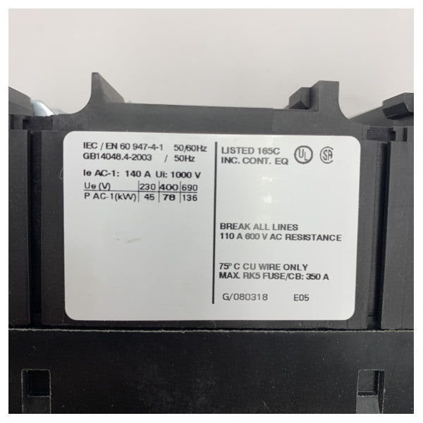 Siemens 3RT1346-1AL20 3NO 230V 50A 22kW Relais.