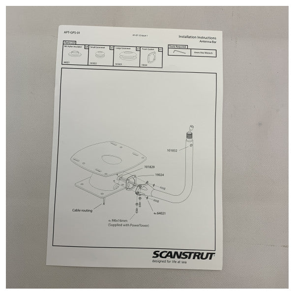 Scanstrut APT-GPS-01 aluminium GPS | VHF antenne bar