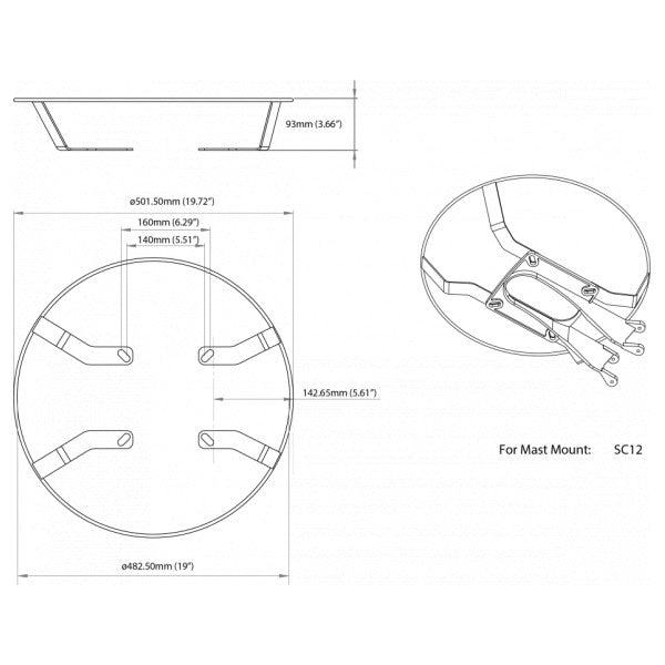 SCANSTRUT SC25 Gwardja tal-Protezzjoni tar-Radar tal-Azzar Stainless għal SC12