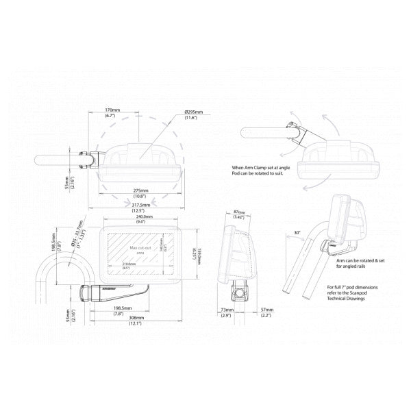 ScanStrut PR-7S-am 7 pulgadas de montaje de montaje Navpod