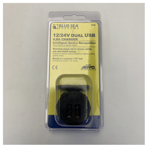 Синьо море морски двоен USB зарядно устройство 12V/24V с интелигентно бързо зареждане - 1045-BSS 