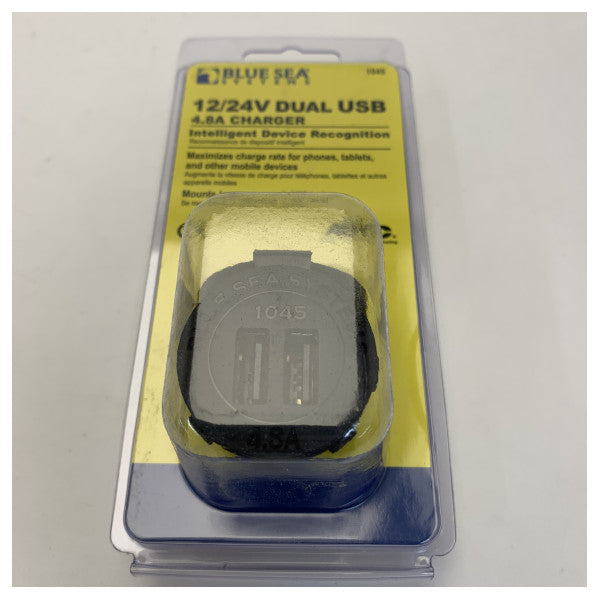 Синьо море морски двоен USB зарядно устройство 12V/24V с интелигентно бързо зареждане - 1045-BSS 