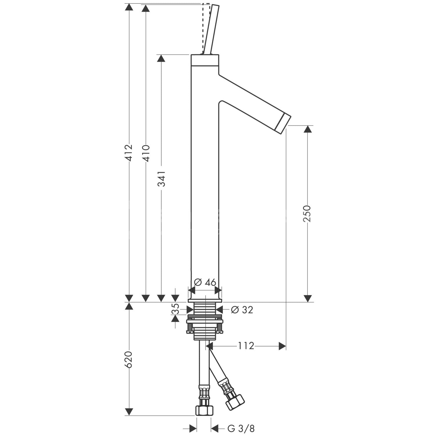 Hansgrohe Axor Stainless Steel Lieva Unika ta 'Mixer Rise High Rise - 10129000