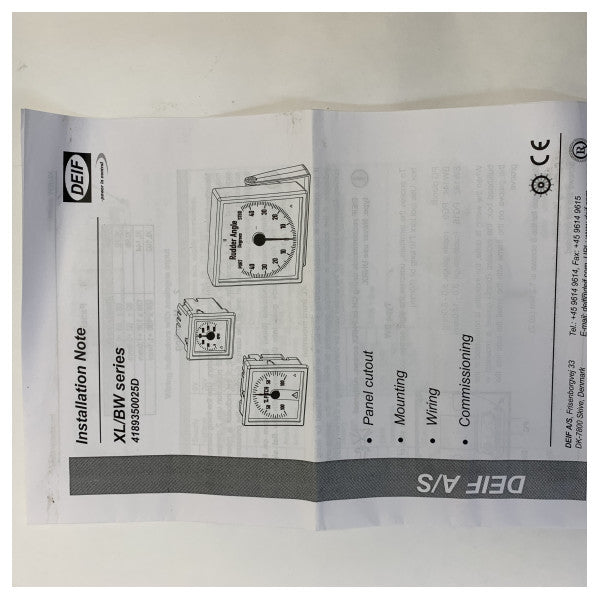Indicador de ángulo de timón Deif XL144 Display 24V 45 grados 