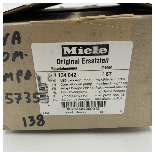 Miele PW6065 washing machine head pump