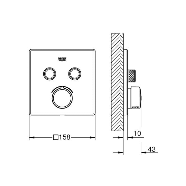 Grohe SmartControl Water Flow Control Panel 29148000 � Holdbar krom messing udvendigt til både og yachter