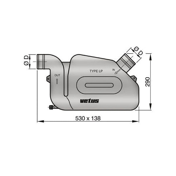 Vetus LP60 60 mm kunststof exhaust waterlock