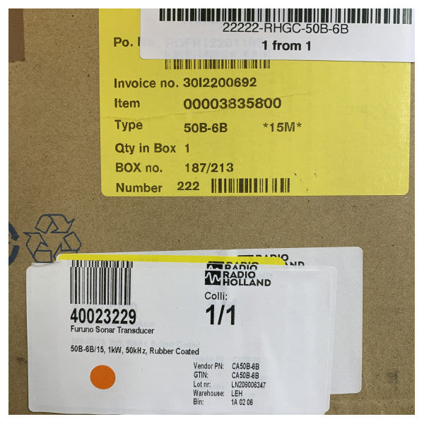 Сонарний трансдюсер Furuno 50B-6B 50 кГц з кабелем 15м 