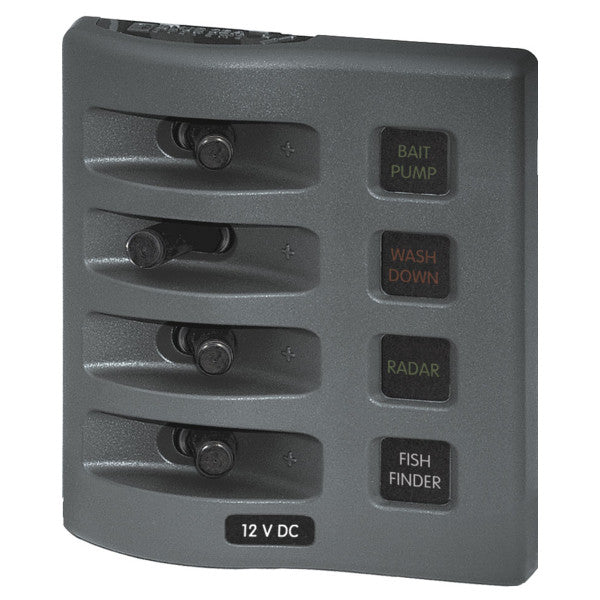 Blue Sea Wether Deck 4 Panel de interruptor de función 12V - 4304 BSS