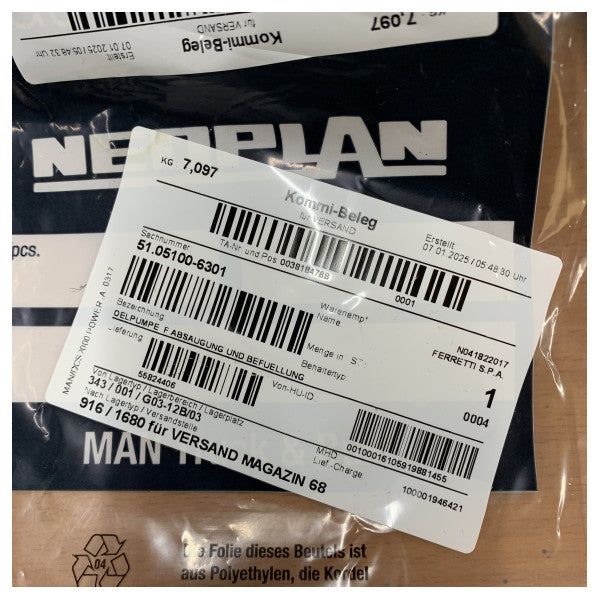 Марко UP6 / 16406013 / MAN 51.05100-6301 Заміна олії - Перекачувальний насос 24V 