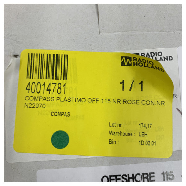 Plastimo Offshore 115 kompas med sort skive 12/24V - 60991 