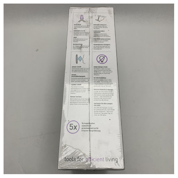 Espejo de tocador LED marino con sensor e iluminación Tru-Lux - Acero inoxidable, funciona con pilas, montaje en pared compacto