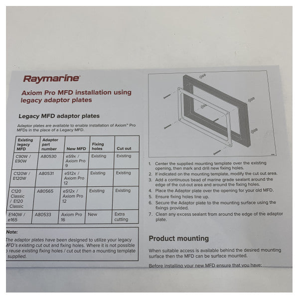 Адаптерна плита Raymarine A80531 E120W для картплоттера Axiom 12 Pro 