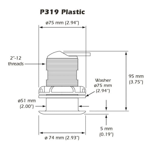 Raymarine M78713-PZ P319 Tru-Hull датчик глибини 