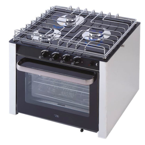 CAN SB CU3000 Cuisinière à gaz à 3 brûleurs avec four en acier inoxydable 