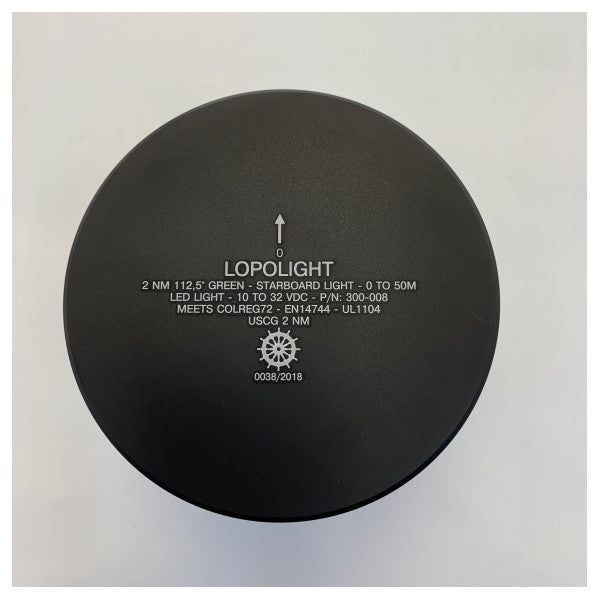 Навігаційне світло Lopolight правого борту чорне-зелене - 301-008-PRO 