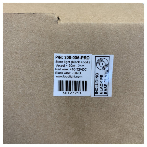 Ліхтар навігації Lopolight Stern чорного кольору з покриттям 12/24V 2NM 135 градусів - 301-005-PRO 