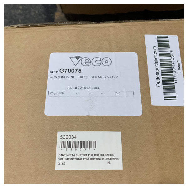 Veco stal nierdzewna wbudowana piwnica na wino na 9 butelek 40L - 416 x 420 x 558 mm - G70075 12V 