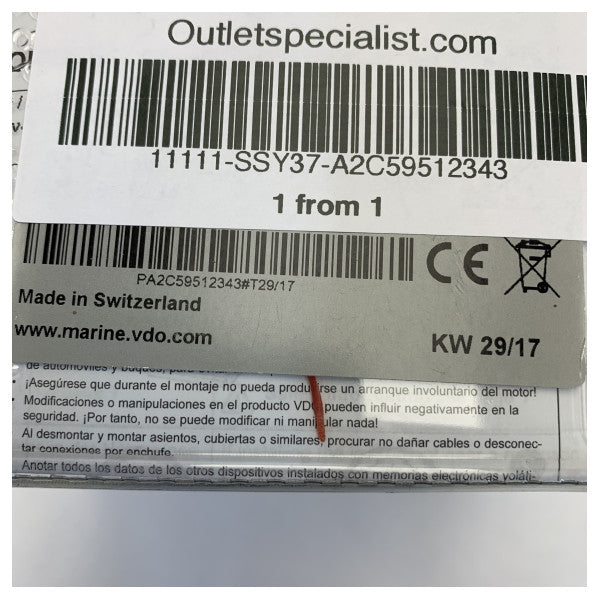 VDO Veratron ViewLine Black Water Tank Level Indicator Gauge 12/24V 4-20mA - A2C59512343 