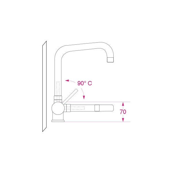 Robinet mélangeur pliable à levier unique Barka ML1600T avec bec pivotant 