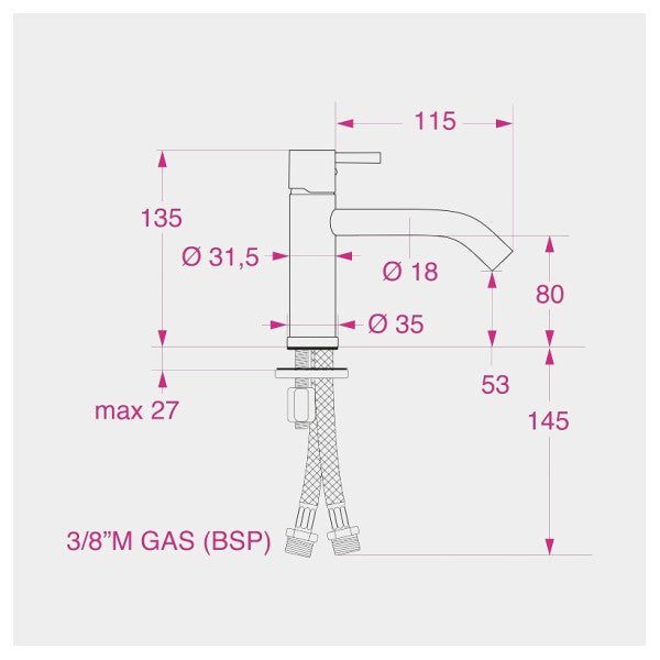 Barka MY1600 Chrome Yksivipuisekki Hanat 