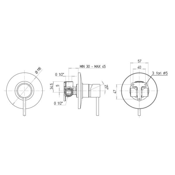 Paini COX Chrome Einhebel-Duschmischer-Armatur - 78CR690-208R 