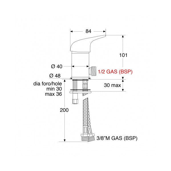 Mitigeur de douche à levier unique Barka MI6000-NR12 Tab Chrome 