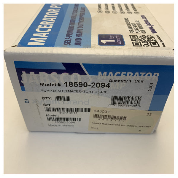 Jabsco 18590-2094 Schwarzwasser Selbstansaugende Zerkleinerungspumpe 24V 