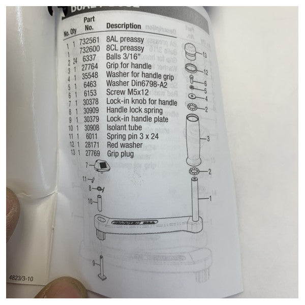 مقبض رافعة ورقة Harken B8AL اليدوي باللون الأسود مع قفل بطول 200 مم 