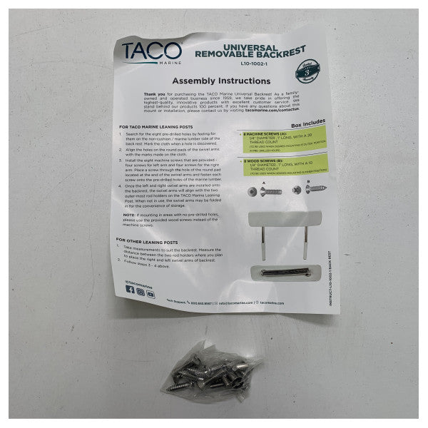 Uniwersalne, zdejmowane oparcie Taco - L10-1002-1