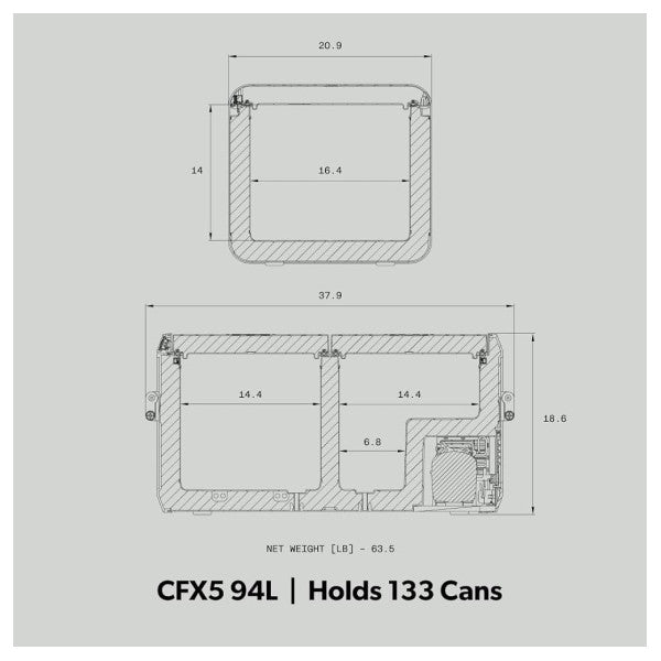 Dometic CFX5 Kompressor Køleskabsboks 95L Dualzone Sort - 97000050764 