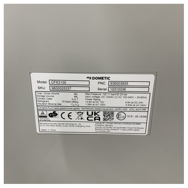 Dometic CFX3 Compressor Cooler Box 100L Black 12/24/230V - 9600025336