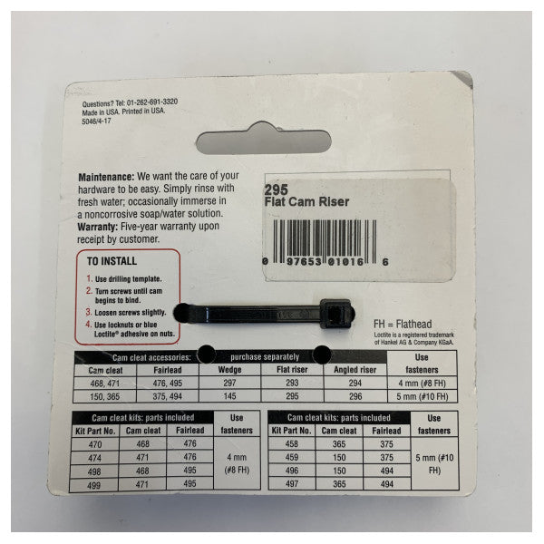 Harken 295 Cam Cleat Стандартен Плосък Ризер 